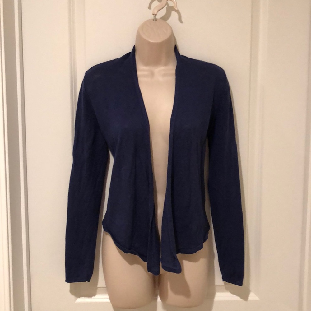 Blue linen waterfall cardigan from EILEEN FISHER